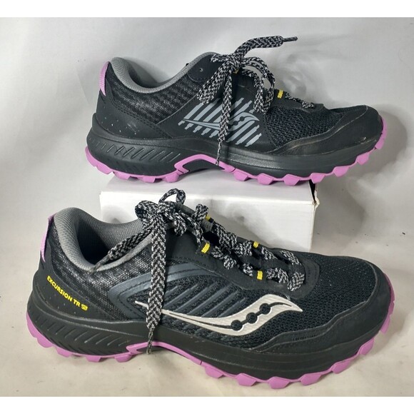 Saucony Excursion TR Trail Running Shoes S10669-34 Black/silver Women's Size 8.5 - Picture 1 of 16